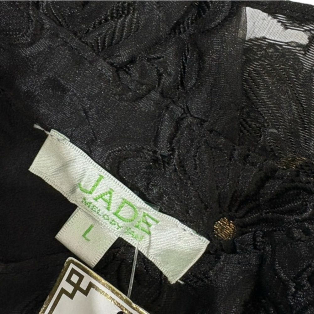 JADE NWT black metallic high puff sleeve mini shift dress L - Picture 6 of 8
